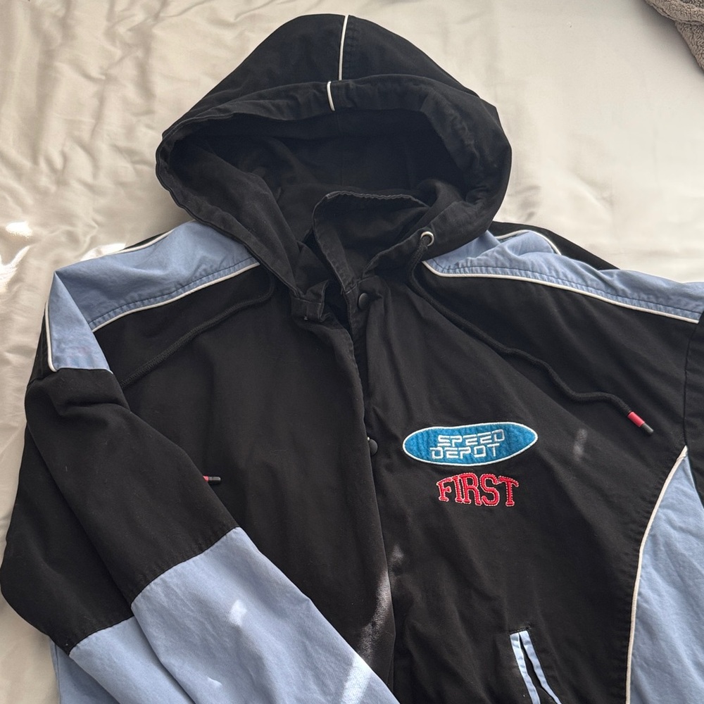 Black and Blue Hooded Jacket